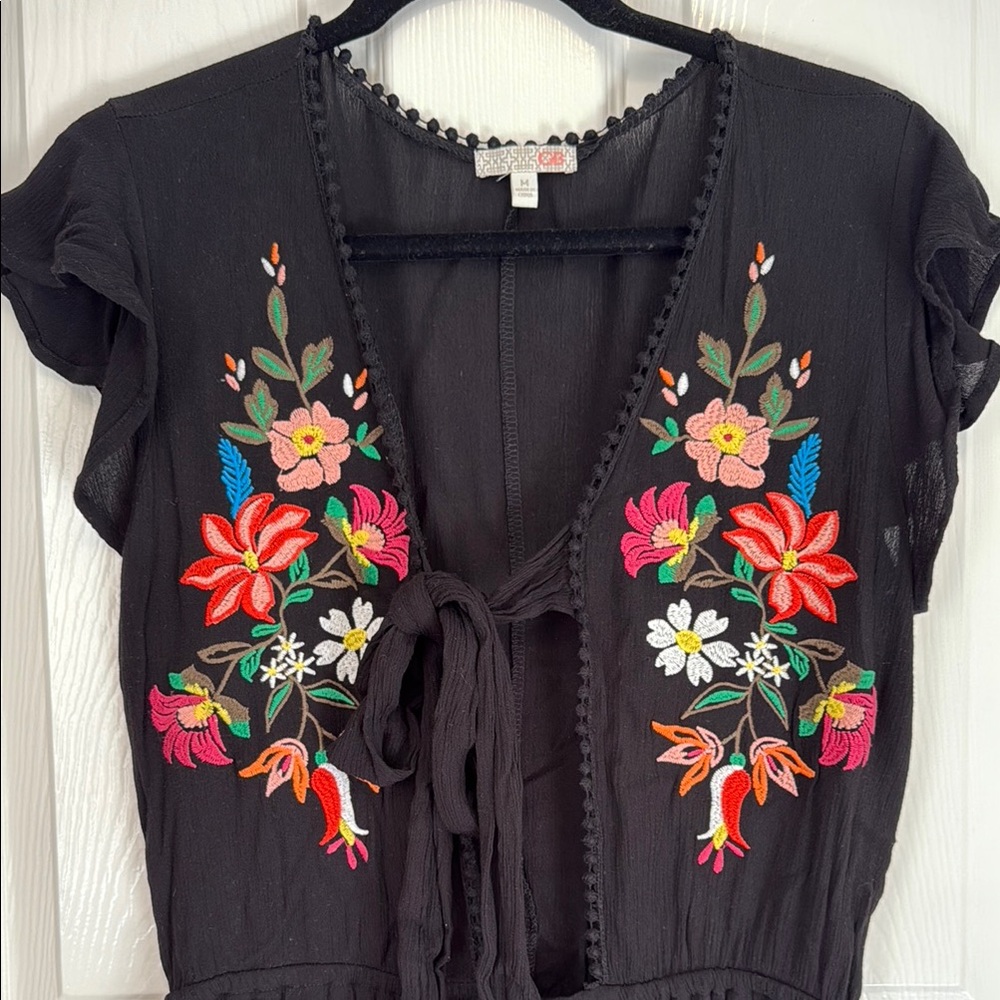 Embroidered Black Floral jumper